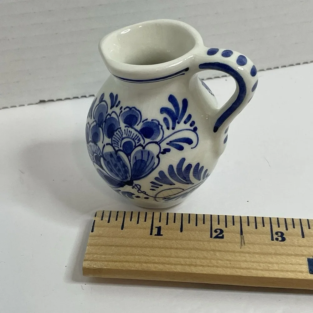 Vintage De Delftse Mini-Pitcher Creamer Delft Pottery Three Stars D.P. Holland